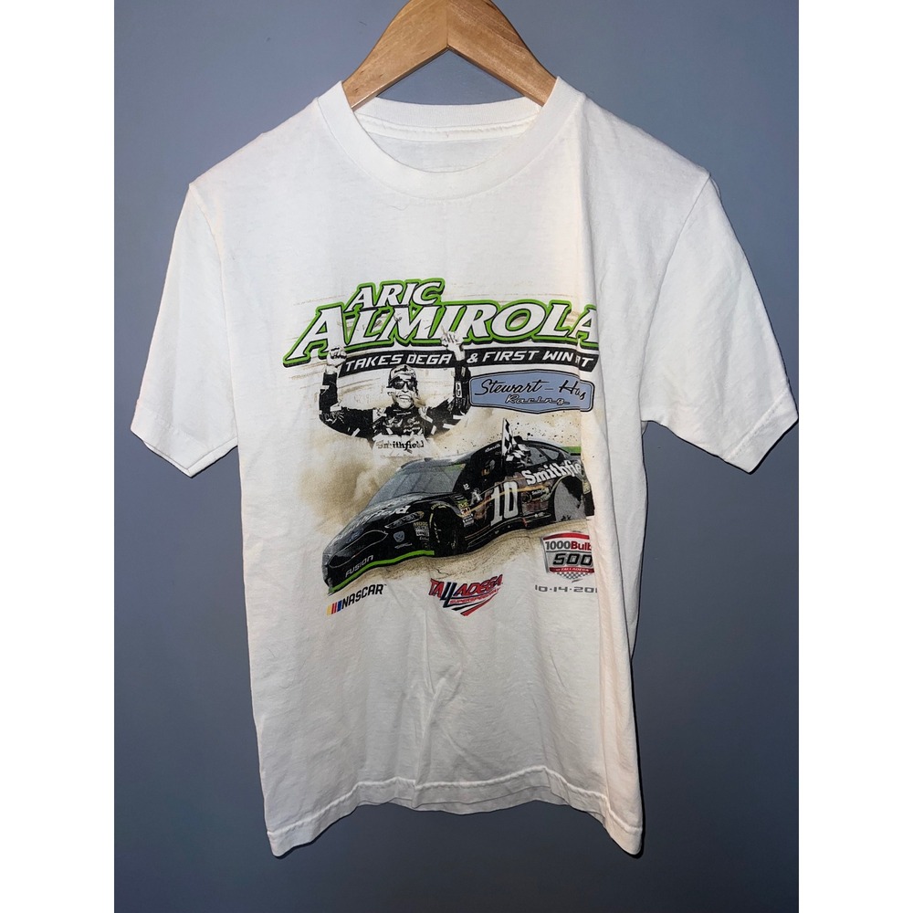 Aric Almirola Talladega First Win NASCAR T-Shirt White Stewart-Haas Racing Small